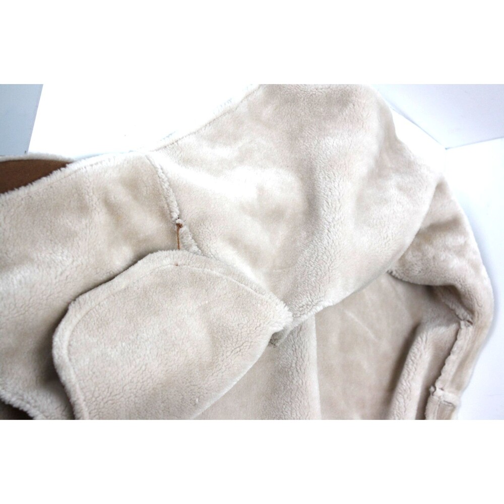 Woman's Faux Fur Suede Leather Vest Boho Country Western sz Large Tan & Cream - Picture 4 of 7